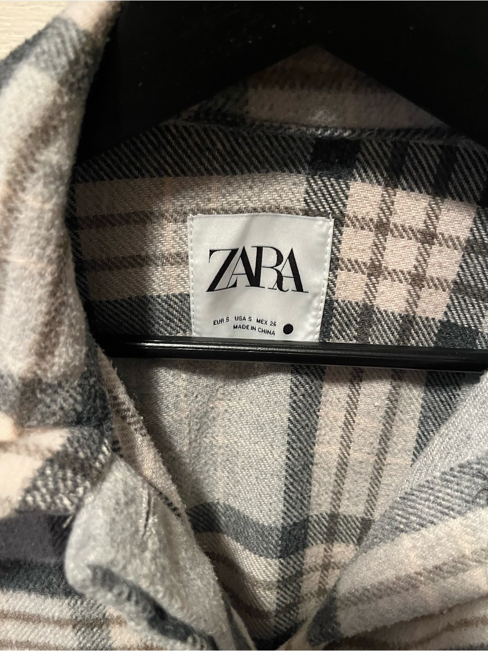 Zara Plaid Shacket in Gray and Beige - Picture 2 of 3